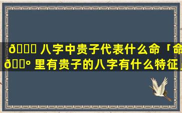 🐋 八字中贵子代表什么命「命 🌺 里有贵子的八字有什么特征」